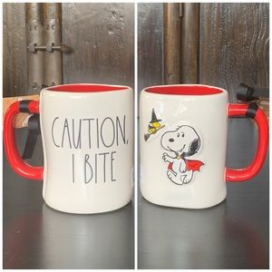 CAUTION I BITE Snoopy and Woodstock Rae Dunn Peanuts Collection Halloween Mug